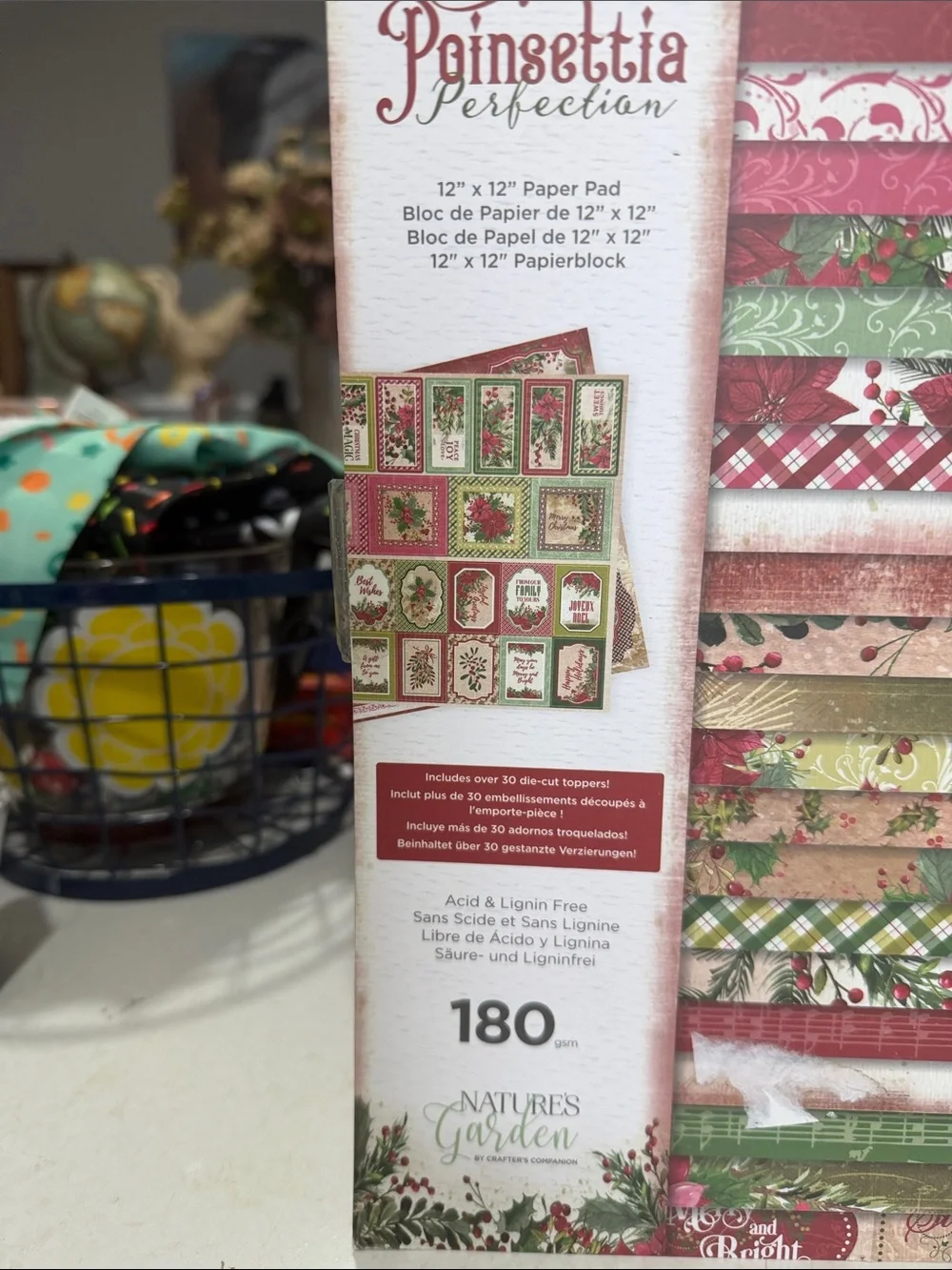 Crafters Companion Poinsettia Perfection Holiday Paper Pad with Die-cut Toppers